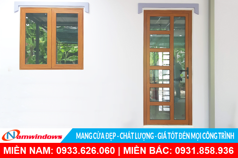 Cửa nhôm Xingfa vân gỗ hàng nhập khẩu