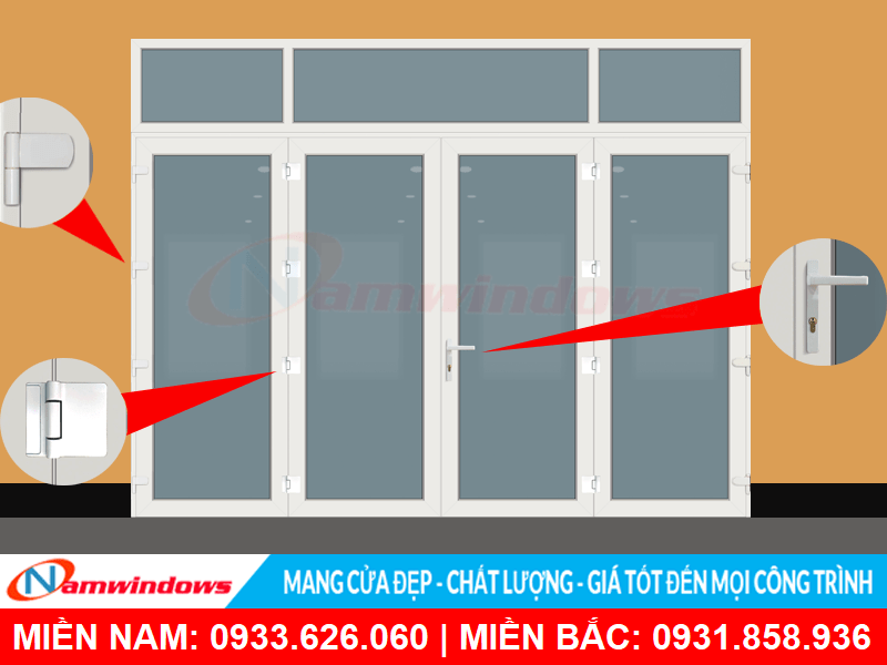 Cửa nhựa lõi thép dòng cao cấp sử dụng khung nhựa Rehau và phụ kiện hãng Roto Đức