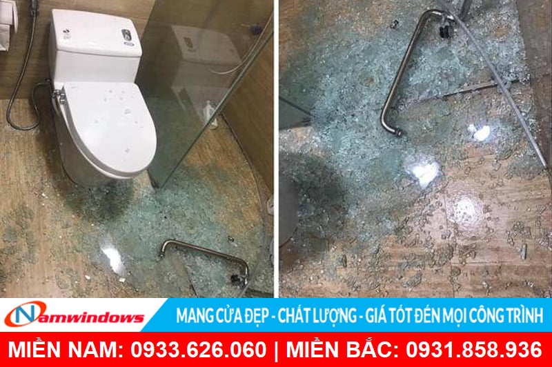 Cửa kính cường lực bị vỡ do cấn góc