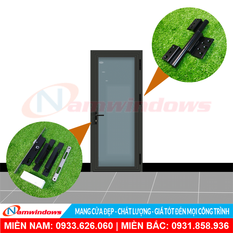 Hình mẫu cửa nhôm Xingfa 1 cánh thanh lý tại nhà cung cấp phụ kiện nhôm kính Namwindows