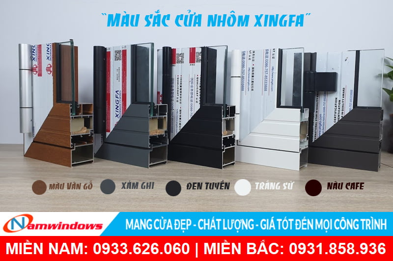 Bảng màu cửa nhôm xingfa nhập khẩu