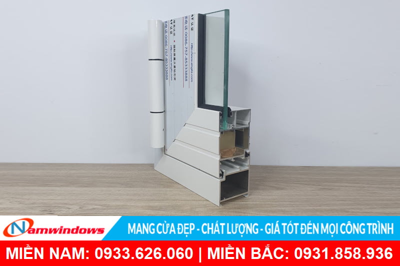 Góc mẫu cửa nhôm xingfa màu trắng sứ