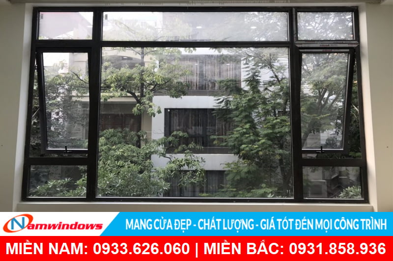 Cửa sổ hất 1 cánh có ô fix cố định chính giữa