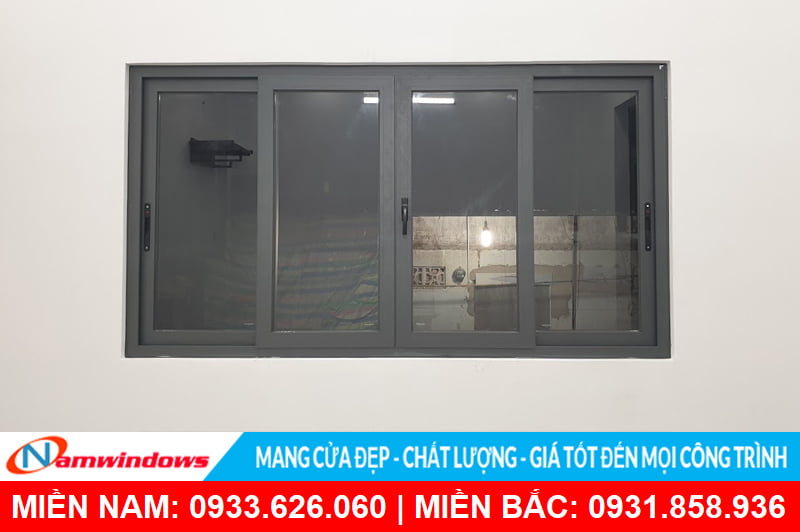 Mẫu cửa sổ lùa nhôm kính 4 cánh