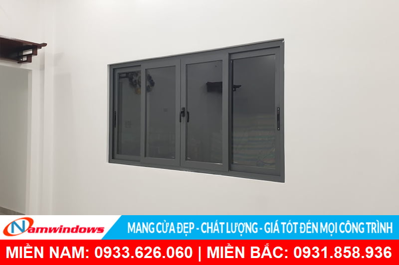 Mẫu cửa sổ lùa nhôm kính 4 cánh