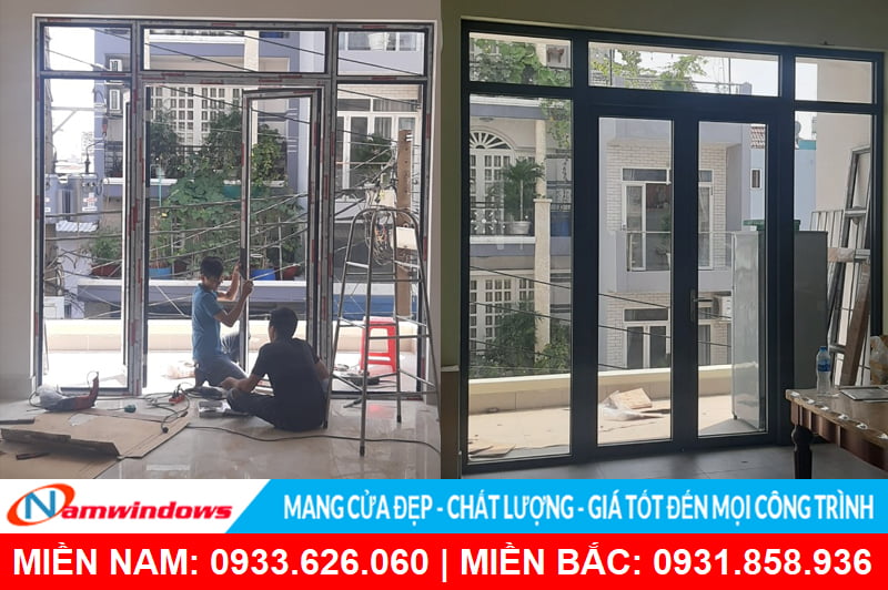 Cửa đi 2 cánh kết hợp vách HMA