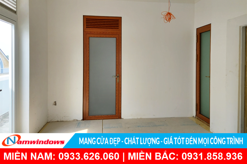 Cửa nhôm Topal Prima màu vân gỗ