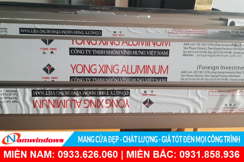 Nhận dạng nhôm Yongxing qua logo và ngoại hình