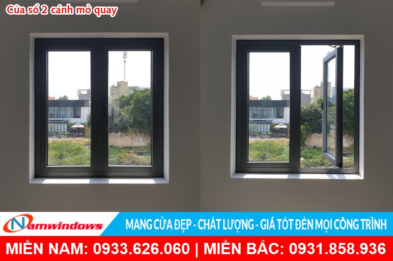 Cửa sổ 2 cánh nhôm xingfa mở quay