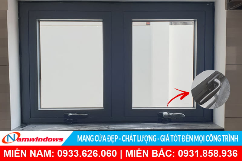 Cừa sổ mở hất 2 cánh nhôm kính xingfa