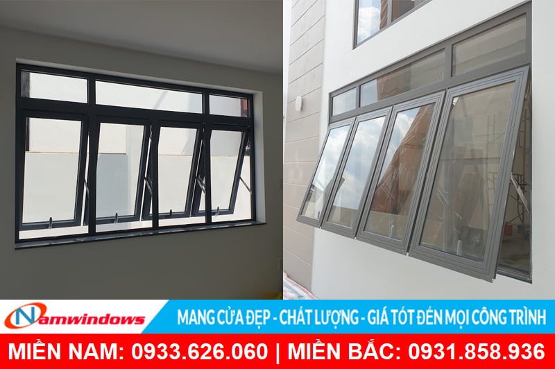 Cửa sổ 4 cánh nhôm kính xingfa mở hất