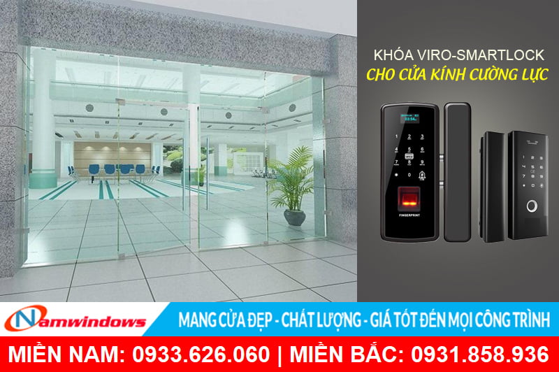 Khóa cửa kính cường lực Viro
