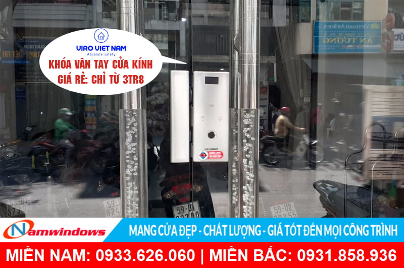 Khóa vân tay cửa kính cường lực Viro-Smartlock