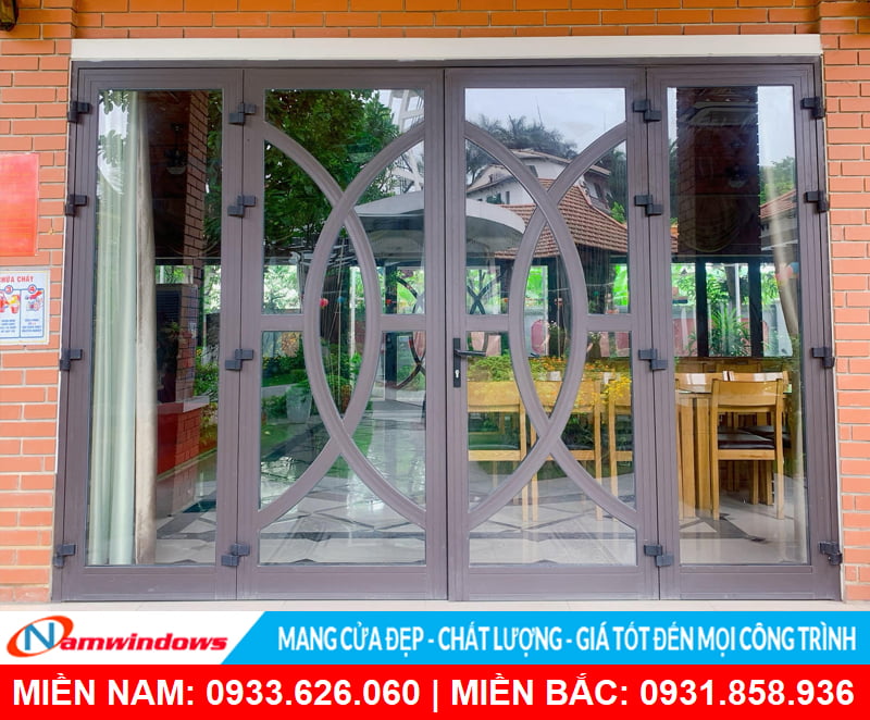 Mẫu cửa nhôm xingfa 4 cánh uốn cong độc đáo