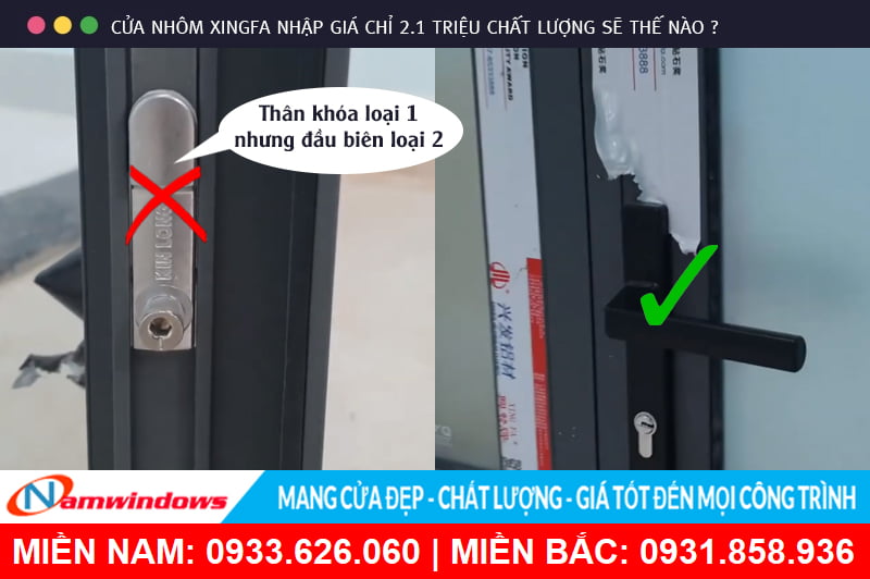 Khóa đa điểm (tay nắm khóa và thân khóa) loại 1 tuy nhiên đầu biên đầu khóa đa điểm hàng loại 2. 