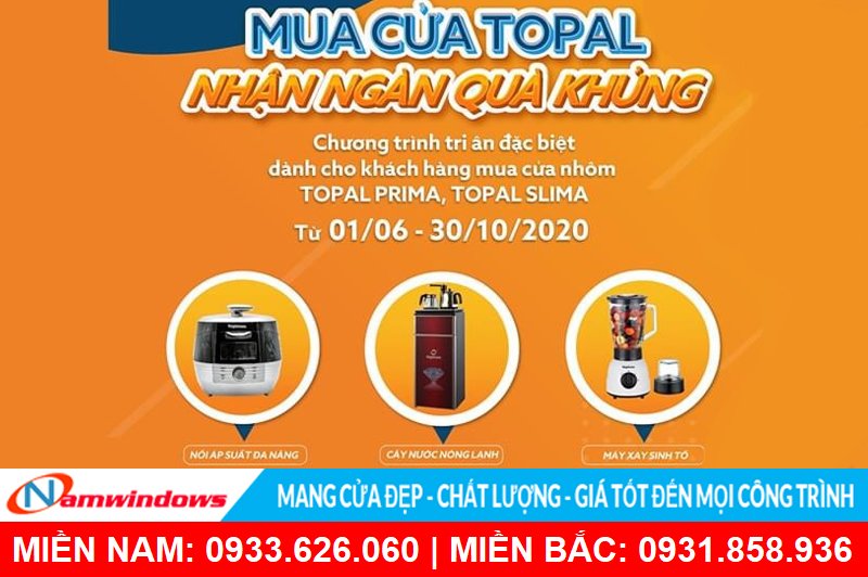 Chương trình khuyến mãi cửa nhôm Topal năm 2020