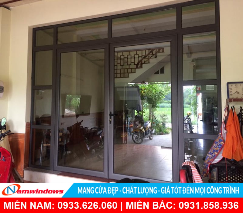 Cửa đi 2 cách nhôm xingfa có vách cố định