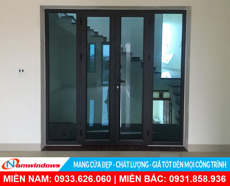 Cửa đi 2 cách nhôm xingfa có vách cố định