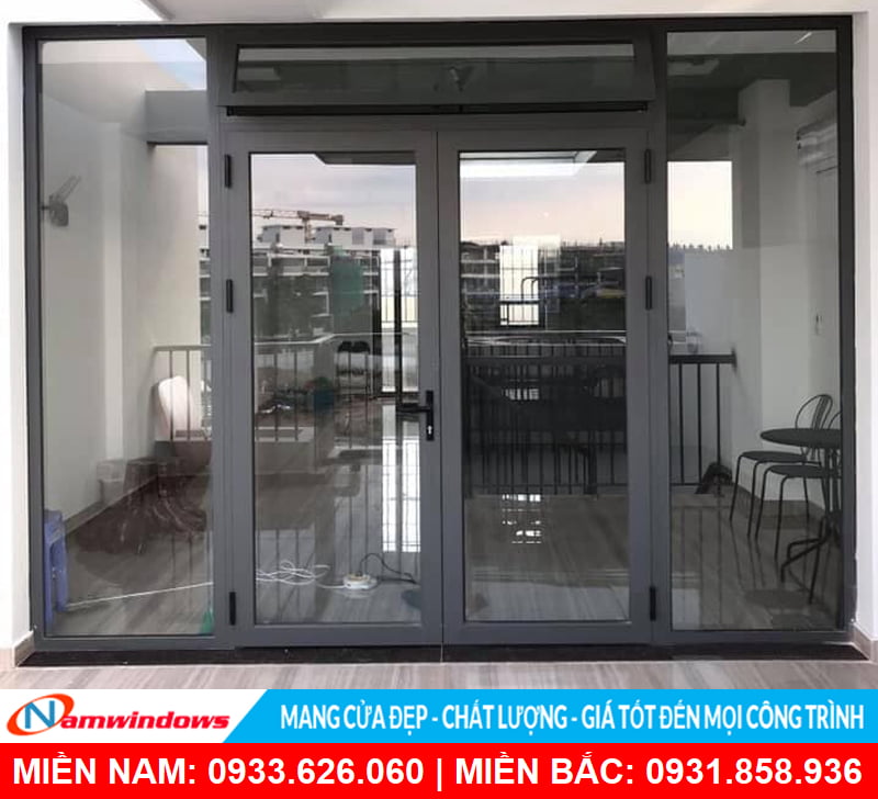 Cửa đi 2 cách nhôm xingfa có vách cố định