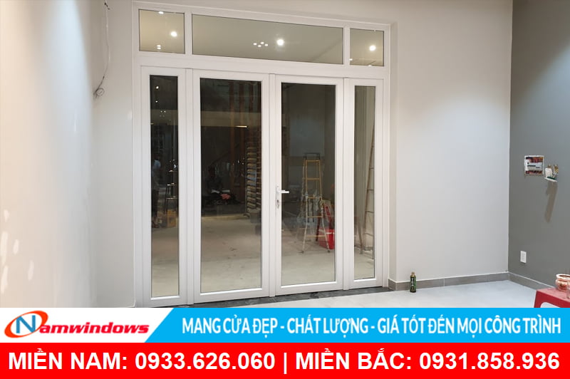 Cửa nhựa lõi thép 4 cánh Namwindows thi công