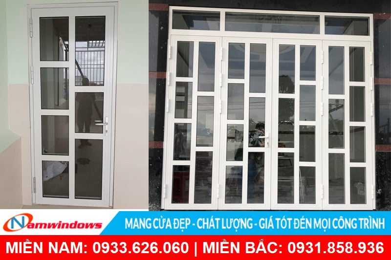 Cửa nhôm chia đố màu trắng