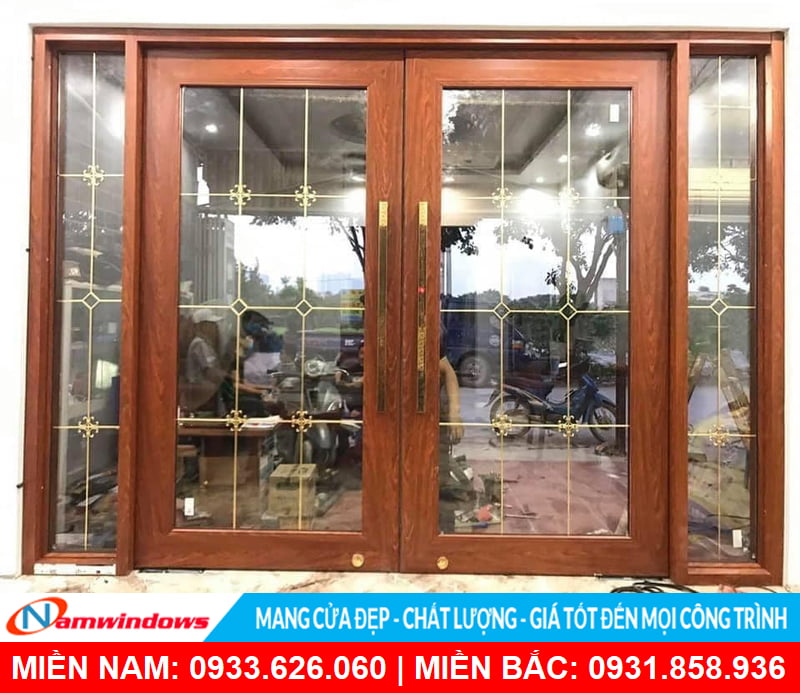 Cửa nhôm kính hộp chia nan trang trí