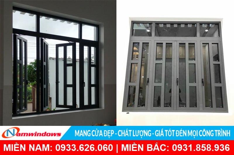 Cửa sổ nhôm kính 4 cánh chia đố