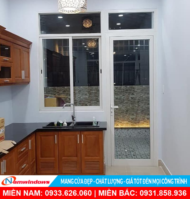 Cửa sổ lùa 2 cánh nhôm xingfa màu trắng sứ