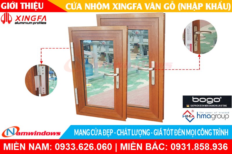 Mẫu cửa nhôm xingfa vân gỗ nhập khẩu