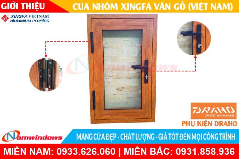 Mẫu cửa nhôm xingfa vân gỗ Việt Nam