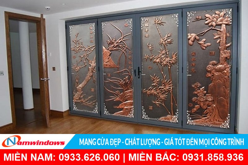 Cửa nhôm kính có hoa văn 3D