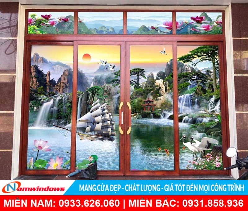 Cửa nhôm tranh kính 3D