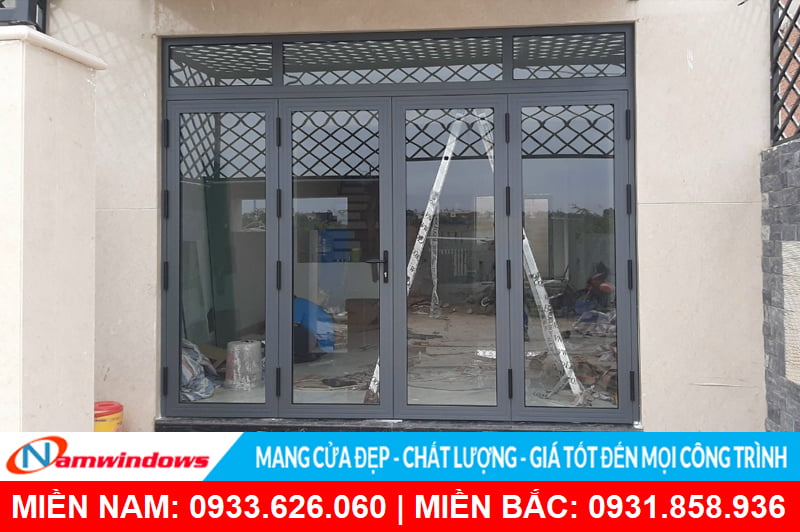 Cửa nhôm xingfa 4 cánh profile nhập khẩu, phụ kiện HMA