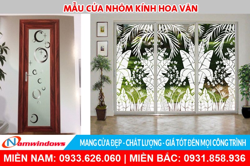 Mẫu cửa nhôm kính hoa văn