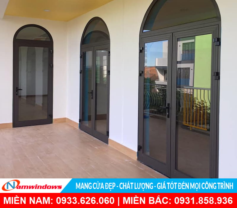 Cửa nhôm uốn vòm 2 cánh xingfa