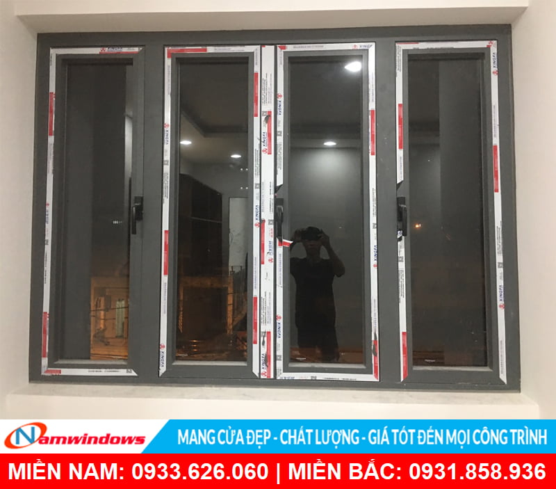 Cửa sổ mở quay 4 cánh nhôm xingfa nhập khẩu