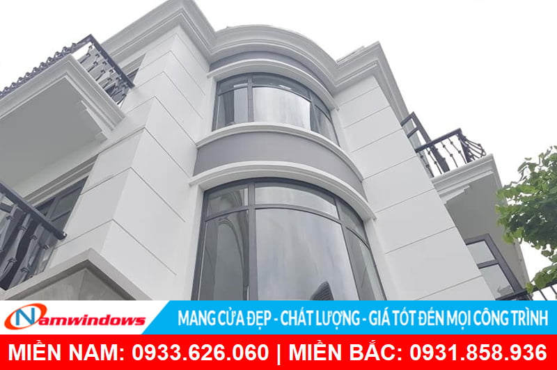Kính cong cường lực cho mẫu cửa nhôm uốn vòm cong lượn