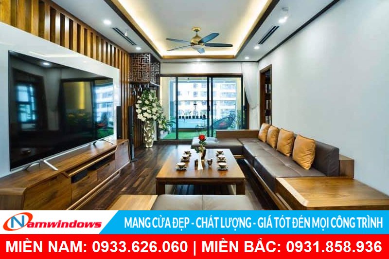 Mẫu cửa nhôm phòng khách đẹp