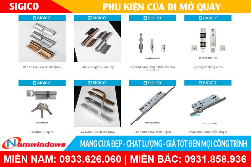 Phụ kiện sigico cho cửa nhômmở quay