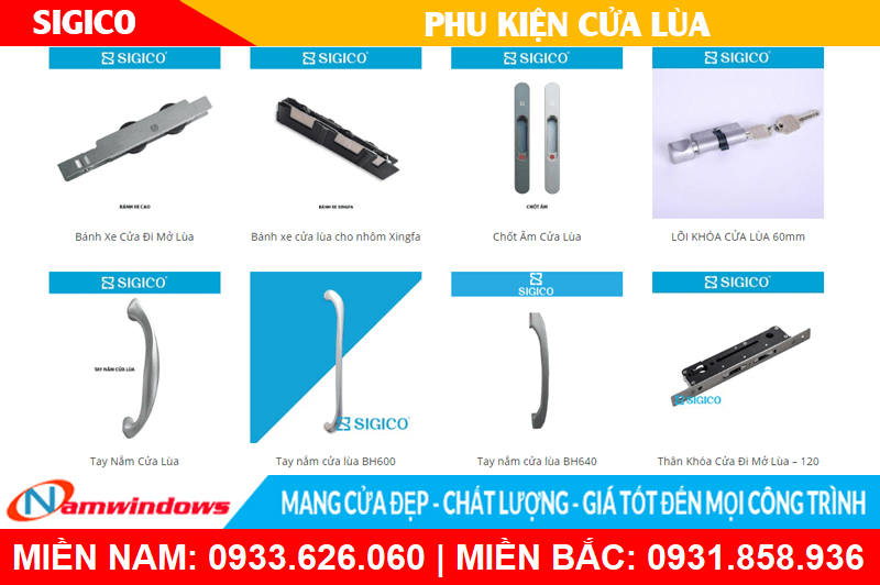 Phụ kiện sigico cho cửa nhôm lùa