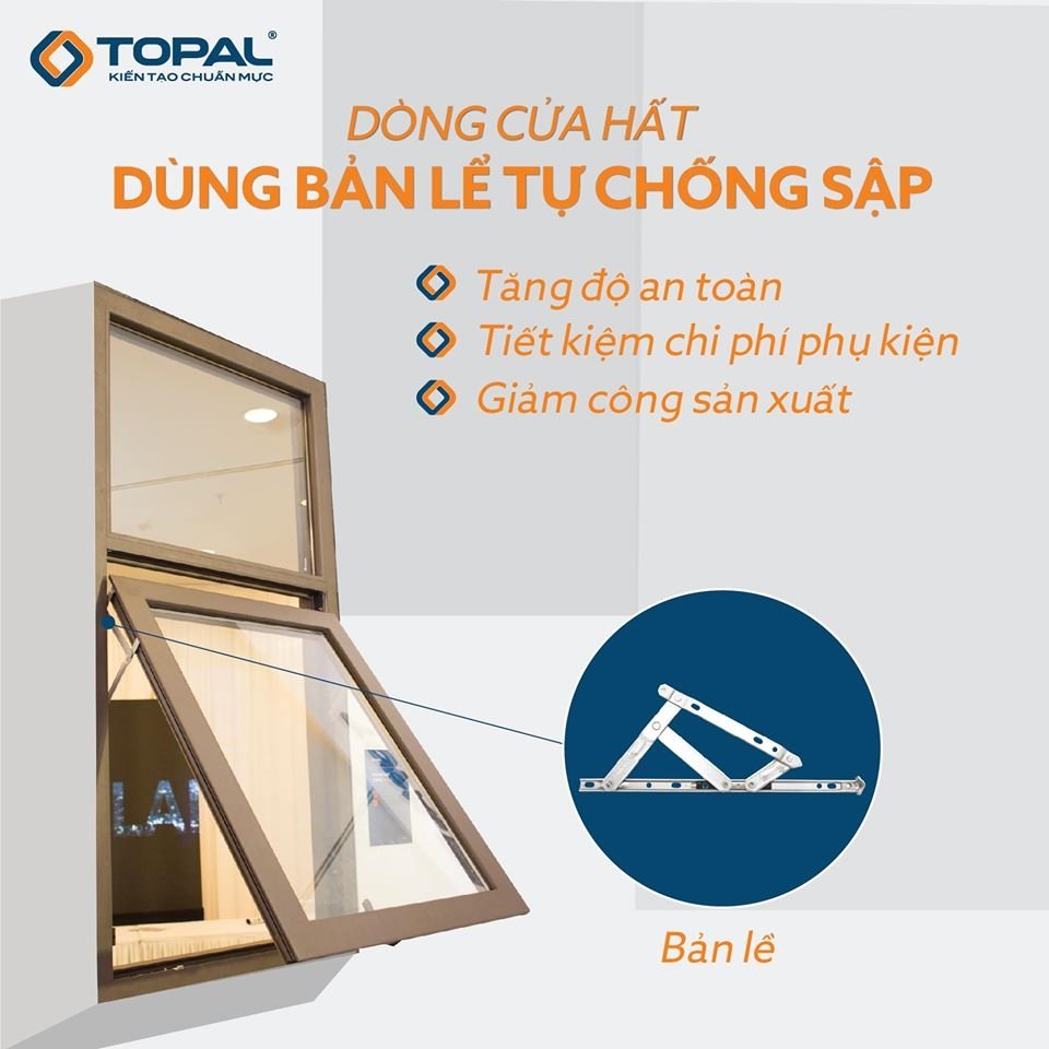 Cửa hất bản lề tự chống sập Topal Prima