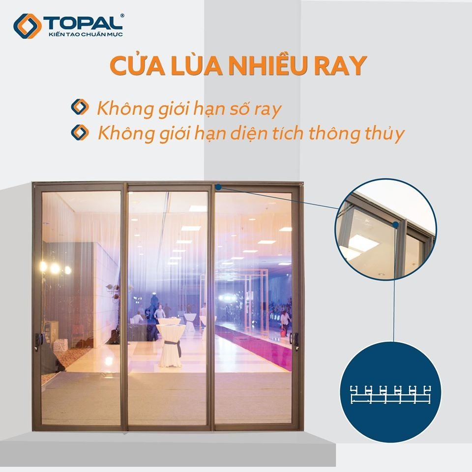 Cửa lùa nhiều ray Topal Prima
