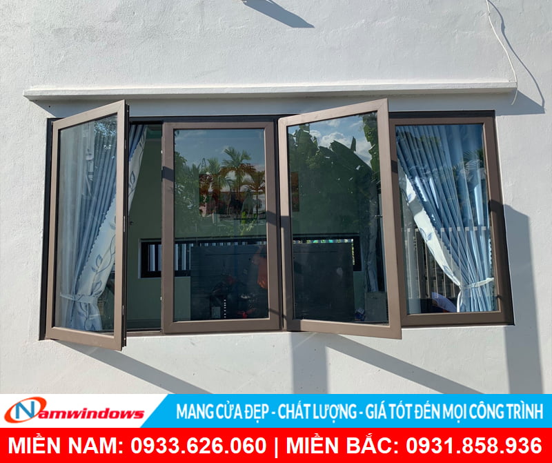Cửa sổ 4 cánh nhôm kính