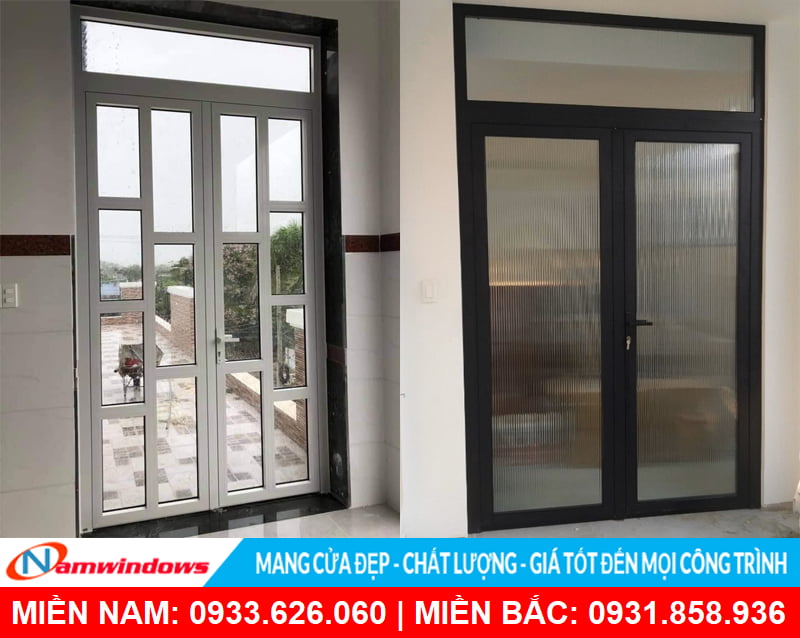 Cửa đi 2 cánh mở quay nhôm xingfa