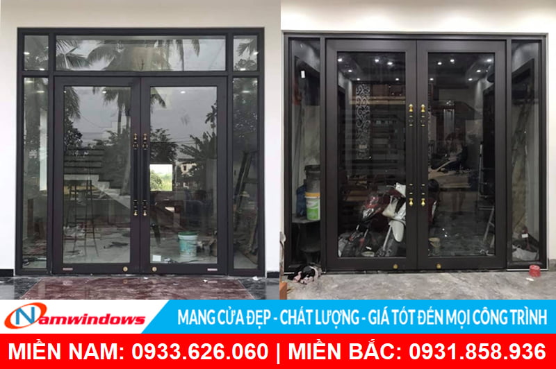 Cửa kính thủy lực khung nhôm