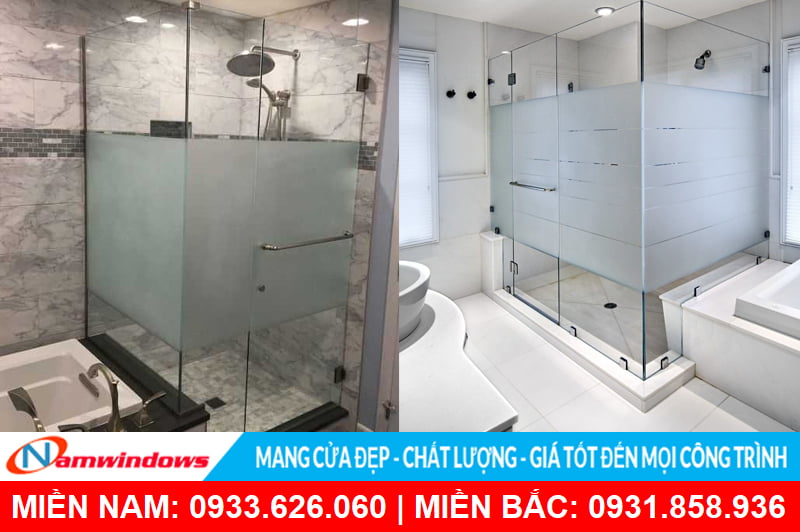 Kính phun cát mờ 1 phần