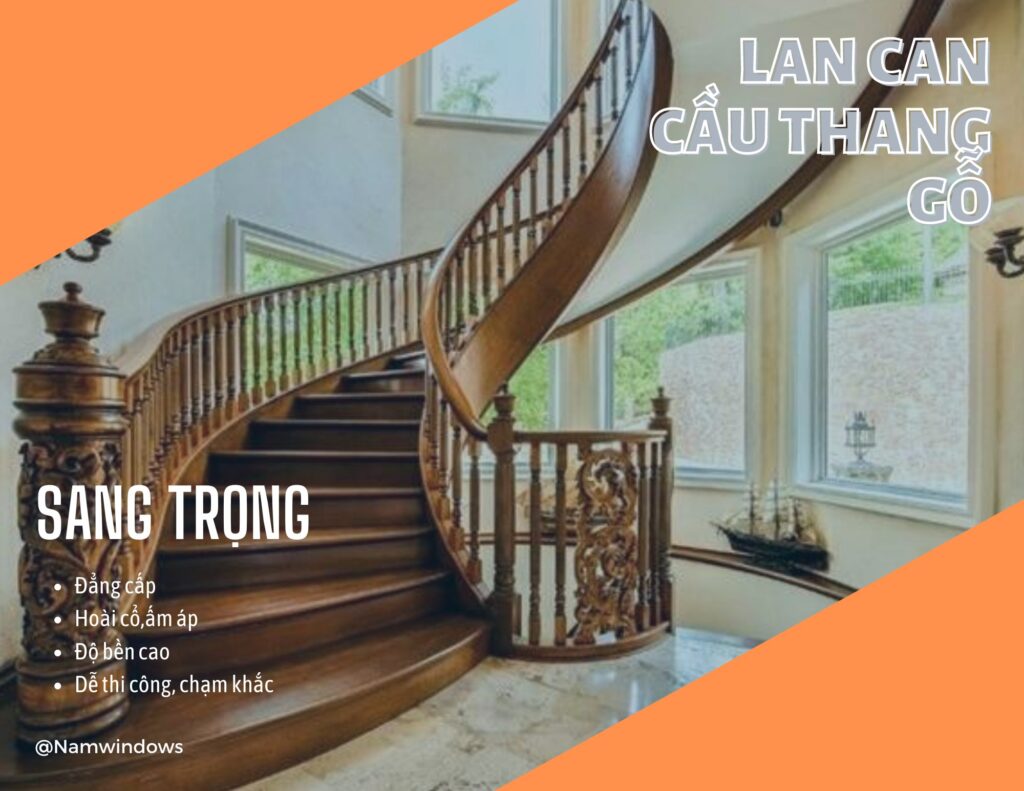 Lan can cầu thang gỗ