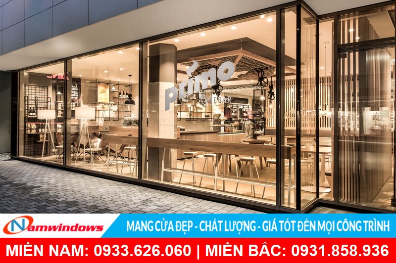 Vách ngăn nhôm kính cho showroom, cửa hàng