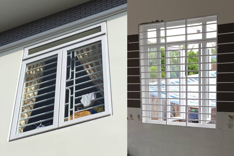 Cửa nhựa lõi thép có khung sắt bảo vệ an toàn