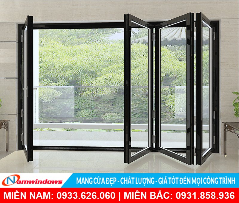 Cửa xếp trượt màu đen